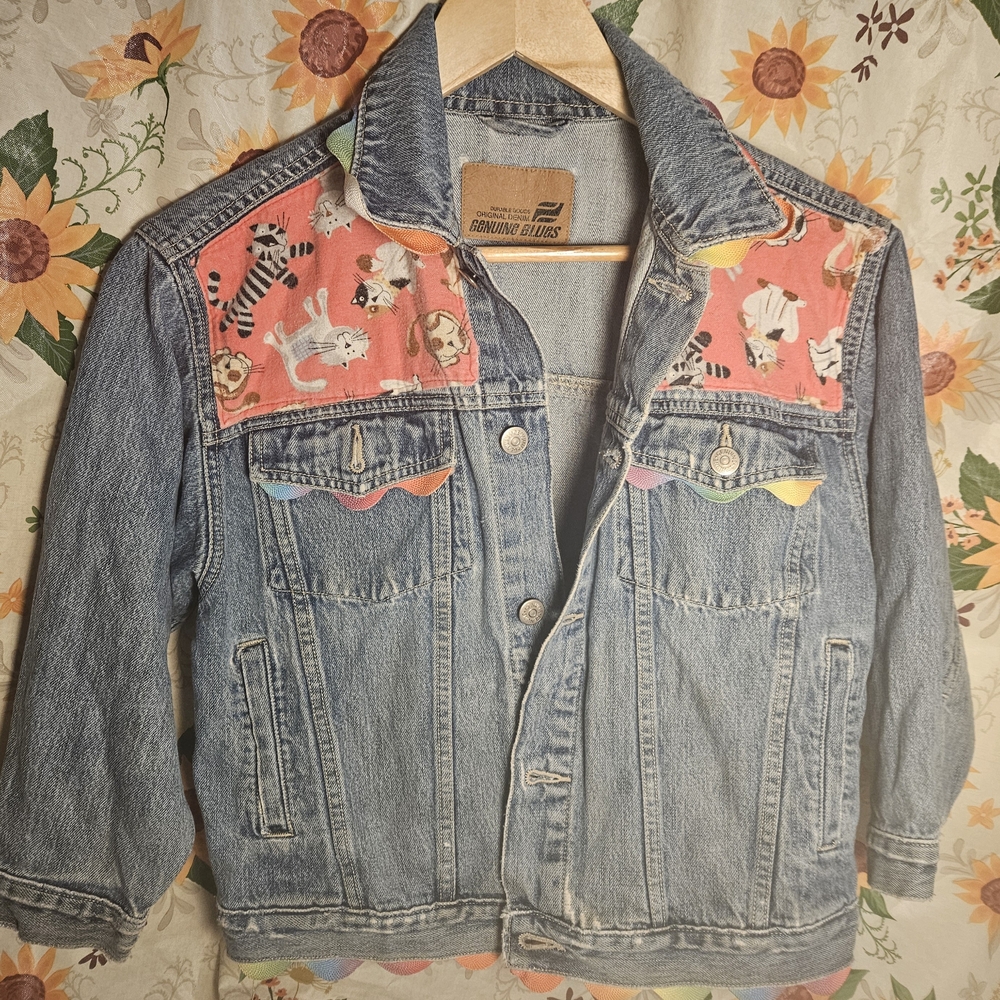 Women's Denim Jacket with Pink Accents